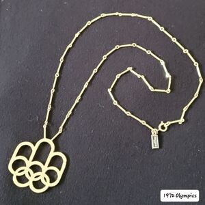 Collector piece Montreal 1976 Olympic Games Gold Metal necklace 1972 Cojo 76 duo